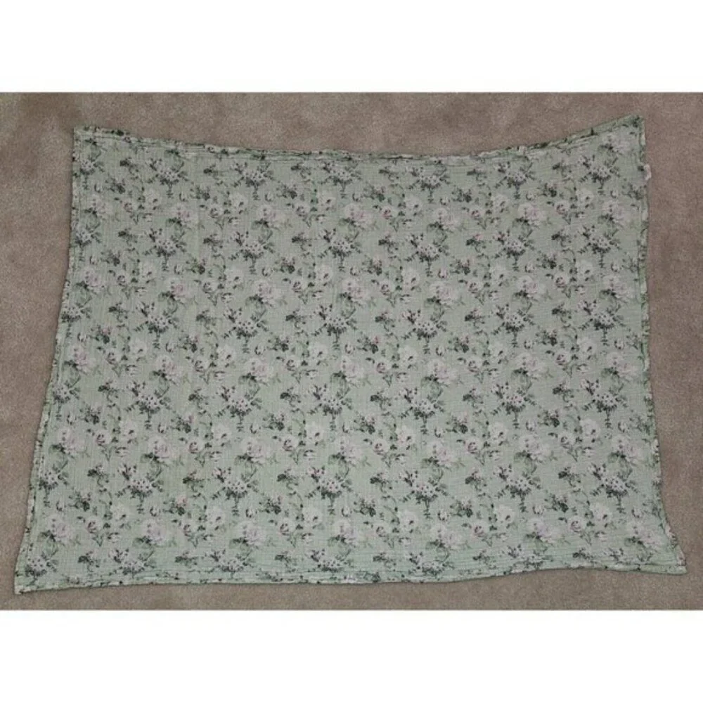 Modern Baby Green Purple Floral Muslin 100% Cotton Swaddle Blanket Lovey 27x36